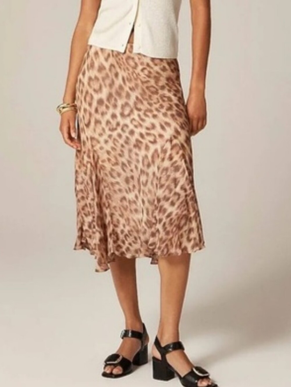 NWT J. Crew Tall Gwyneth Flounce Hem Leopard Print Skirt, Medium